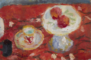 Alice Mumford  Winter Red, 2024  Oil on board  20.1 x 30 cm