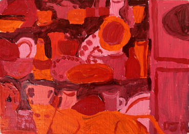 Danny Romeril  Bull in a China Shop, 2024  Oil on panel  12.5 x 17.5 cm