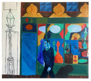 Danny Romeril  Pharmacy Locale , 2024  Oil on canvas  175 x 200 cm