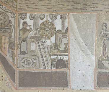 Danny Romeril  Cornices and Covings, 2024  Oil and oil bar on canvas  110 x 130 cm