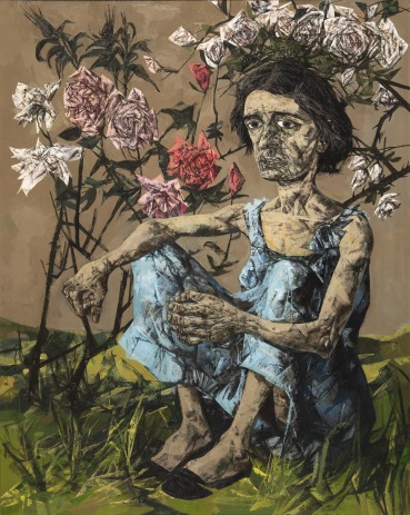 Bryan Kneale RA  Girl with Roses, 1957  Oil on canvas  127 x 102 cm
