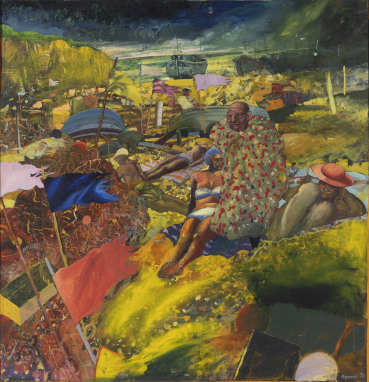 Mick Rooney RA  The Beach, 1980  Acrylic on board  54 x 52.5 cm