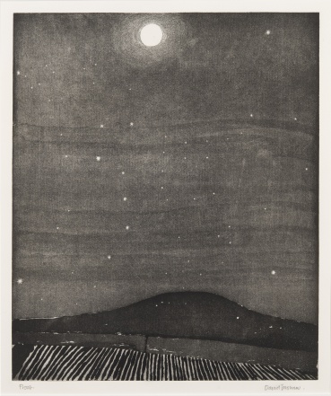 David Inshaw  Marlborough Downs, 1989  Etching  48 x 39.5 cm