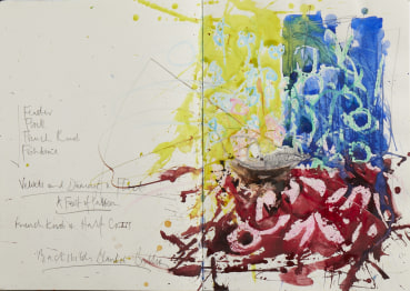 Ffiona Lewis  A Feast of Pattern, 2024  Mixed media on paper  29.5 x 42 cm