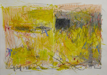 Ffiona Lewis  Chiff Chaffs, 2024  Mixed media on paper  29.5 x 42 cm