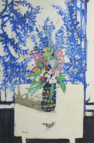 Ffiona Lewis  Delphinium Blue, 2025  Oil on gesso board  120 x 80 cm