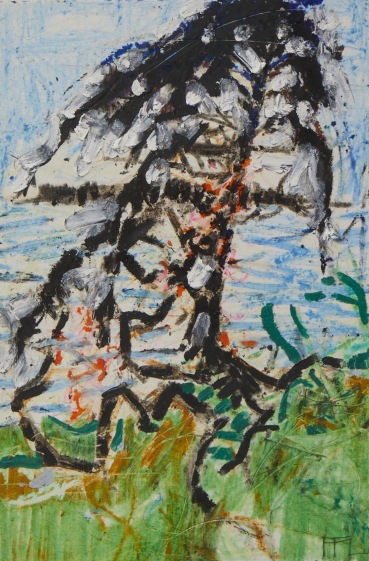 Ffiona Lewis  East Coast Pine, 2025  Wax crayon on paper  23 x 15 cm