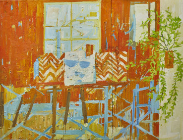 Ffiona Lewis  Epistle on Orange, 2025  Oil on canvas (diptych)  152 x 196 cm