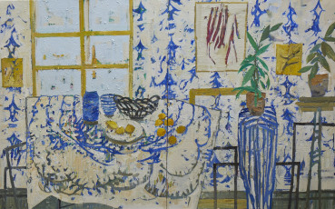 Ffiona Lewis  Harmony in Blue Studio , 2025  Oil on canvas (diptych)  152 x 244 cm