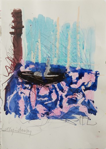 Ffiona Lewis  Lazy Daisy, 2024  Mixed media on paper  29.5 x 21 cm