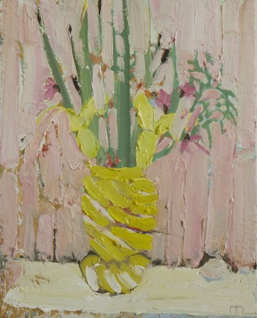 Ffiona Lewis  Red Campion, Lemon Yellow, 2024  Oil on gesso board  30 x 24 cm