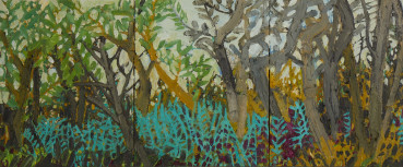 Ffiona Lewis  Thyme Walk, 2025  Oil on gesso board (triptych)  30 x 72 cm