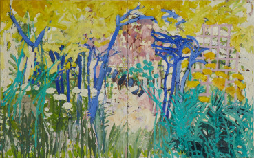 Ffiona Lewis  To the Blue Door , 2024  Oil on canvas (diptych)  75 x 120 cm