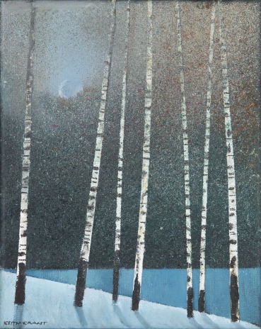 Keith Grant  Birches in Moonlight, 2025  Oil on canvas  24 x 19 cm