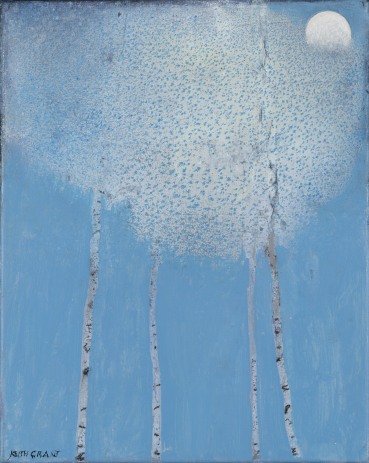 Keith Grant  Four Birch Trees Reflect the Moonlight , 2024  Oil on canvas  24 x 19 cm