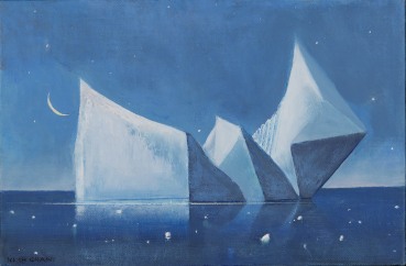 Keith Grant  Iceberg and Crescent Moon, 2025  Oil on canvas  21.5 x 32 cm