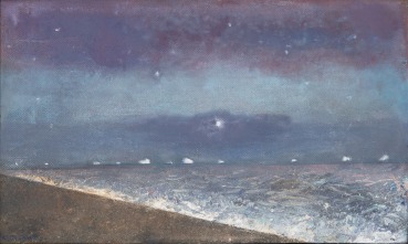 Keith Grant  Icebergs on a Horizon under the Evening Star, 2025  Oil on canvas over wood  20.5 x 34.5 cm
