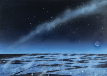 Keith Grant  Last Ice, the Moon, the Milky Way and Stars, 2024  Oil on canvas  100 x 140 cm