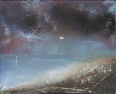 Keith Grant  Moon, Mist and Rising Tide, 2024  Oil on canvas  22 x 27 cm