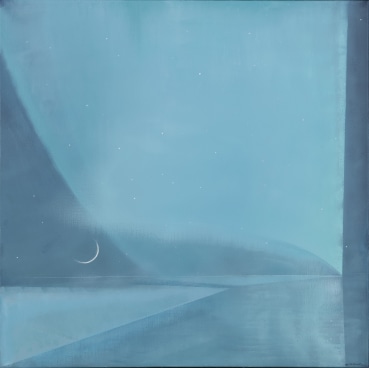 Keith Grant  Pale Green Aurora with Crescent Moon , 2024  Oil on canvas  80 x 80 cm