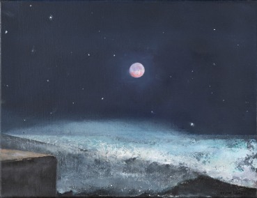 Keith Grant  Sea Breach, Night, 2024  Oil on canvas  27 x 35 cm