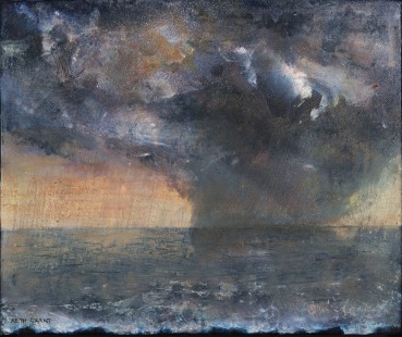 Keith Grant  Squall in Fading Light, 2025  Oil on canvas over wooden panel  26.5 x 32 cm