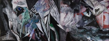 Keith Grant  Tempest at Bird Island (Fugloy), 2012  Acrylic and ink with watercolour  20.3 x 55.3 cm