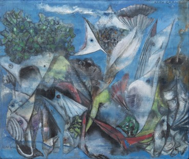 Keith Grant  The Fish/Bird Duality, 2021  Oil on linen over wood panel  38.5 x 46 cm