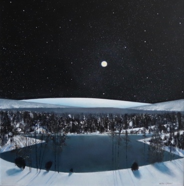 Keith Grant  Winter Night near Geilo, Norway, 2023  Oil on canvas  80 x 80 cm