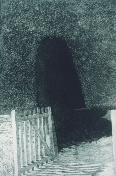 Norman Stevens ARA  Cottage Gate, 1978  Etching, soft ground etching and aquatint  40 x 26.5 cm  From the edition of 150 impressions plus APs  Signed, dated, titled and numbered