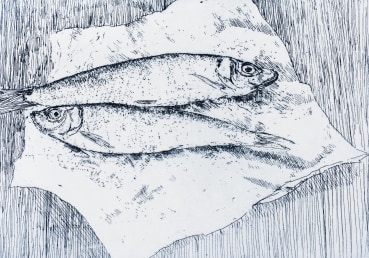 Norman Stevens ARA  Sprats, 1983  Etching  14 x 19.7 cm  From the edition of 30 impressions  Signed, dated, titled and numbered