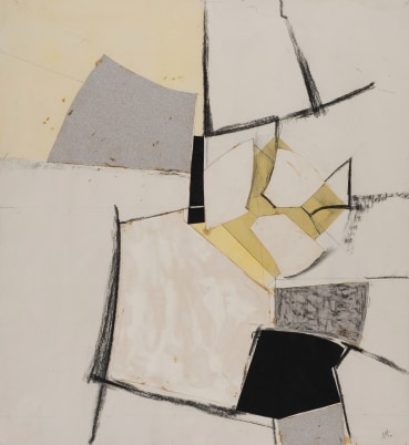Adrian Heath  Untitled, 1956  Charcoal, watercolour, pencil and collage on paper  56 x 51.5 cm  Initialled lower right