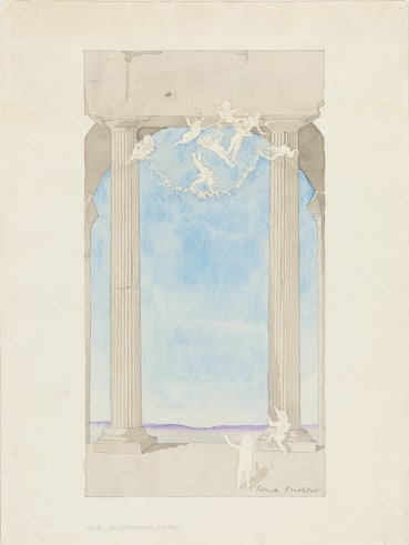 Patrick Procktor RA  Untitled (Mural Design), c.1977  Mixed media on paper  50 x 27 cm  Signed lower right, inscribed at lower left 'Scale: four centimetres to one foot'