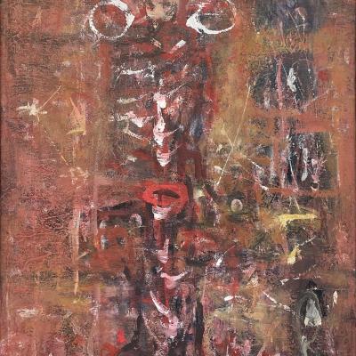 Michael Forster  Canadian, 1907 - 2002Mexico-Curandero, 1985  Acrylic on canvas  24 5/8 x 18 7/8 inches, Framed: 30 3/4 x 25 inches