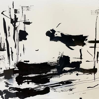 Mary Mcdonnell  Untitled (blk2), 2009  Ink on paper  22 1/2 x 31 inches, Framed: 26 x 34 1/2 inches