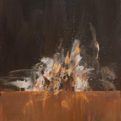 Archer Defterios  Greek-American born 2000Westerners, 2023  Signed: Archer Defterios / 2023 (verso) Marked: Westerners 2023 / Arts District DTLA Studio (verso)  Oil on canvas  72 x 48 inches Framed: 74 5/8 x 50 1/2 x 2 1/4 inches