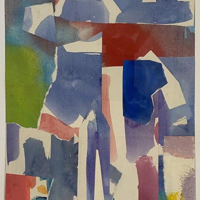 Carl Holty  American, 1900-1973Collage #392, 1957  Signed: Holty - 57 lower left,Marked: 392 (verso)  Gouache and collage on paper  12 x 9 inchesFramed: 19 1/2 x 16 1/2 inches