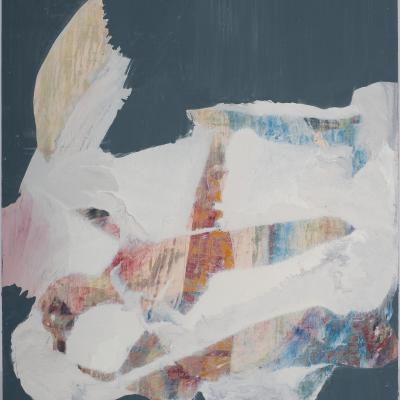 Mary McDonnell  Blue Tail Fly, 2018  Mary McDonnell (verso)  Oil on board  14 x 11 inches