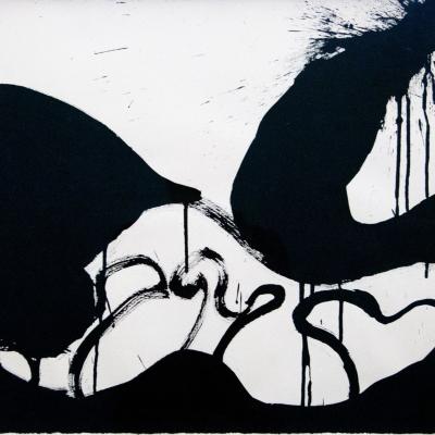 Norman Bluhm  American 1921-1999Untitled, 1973  Signed: Bluhm ‘73 lower right  Ink on paper  18 x 24 inches, Framed: 27 x 33 inches