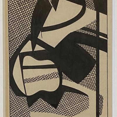 Carl Holty  American, 1900-1973Ink Study V B Sketchbook #4, c. 1935  Signed: Holty Estate Signature stamp lower right  Ink and graphite on paper  6 3/4 x 4 1/4 inchesFramed: 16 1/2 x 14 1/2 inches