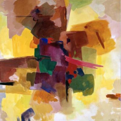 Don Totten  1903 - 1967Color Structure, 1960  Signed: D Totten lower right  Oil on canvas  59 1/2 x 59 inches Framed: 61 5/8 x 60 3/4 inches