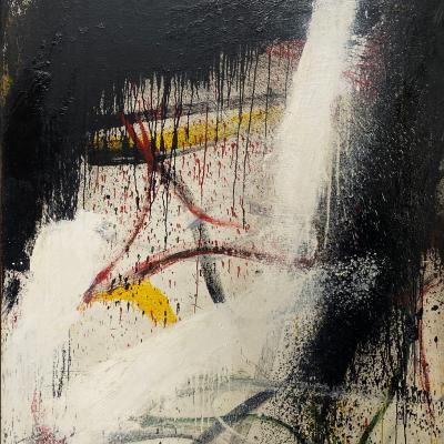 Norman Bluhm  American 1921-1999Sioux, 1961  Signed: Bluhm / '61 lower right and Bluhm / '61 (verso)  Oil on canvas  60 x 48 inches Framed: 61 1/2 x 49 1/2 inches