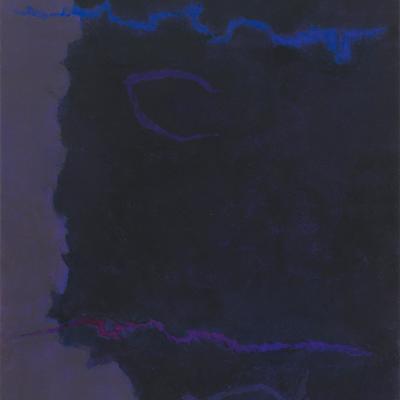Theodoros Stamos  American, 1922-1997Infinity Field, Lefkada Series “Dark”, 1980  Signed: Stamos 1980 (verso),Marked:”infinity Field, Lefkada Series-” (verso)  Acrylic on paper  30 x 22 inches, 38 1/4 x 30 1/4 inches