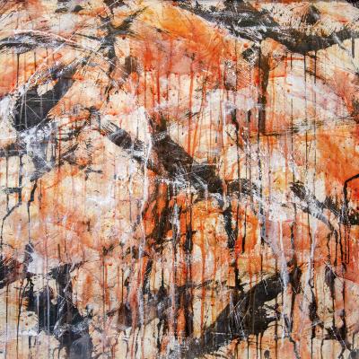 Norman Bluhm  American, 1921-1999Grande Fête de Nuit a Versailles, 1957  Signed: Bluhm / 1957 (l.r.) Norman Bluhm / 1957 (verso),Marked: Grande Fete de Nuit a Versailles (verso)  Watercolor, ink, and gouache on paper  27 x 40 inches, Framed: 33 3/4 x 46 3/4 inches