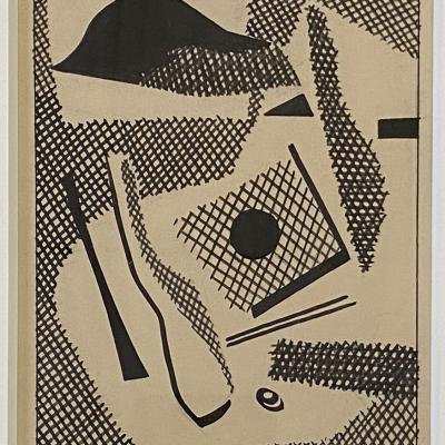 Carl Holty  Ink Study IIII B; Sketchbook #4, c. 1935  Signed: Holty Estate signature stamp lower right  Ink and graphite on paper  6 1/2 x 4 1/2 inches sight Framed: 16 1/2 x 14 1/2 inche