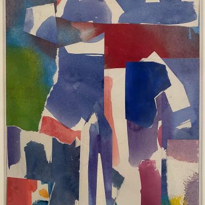 Carl Holty  Collage #392, 1957  Signed: Holty - 57 lower left  Gouache and collage on paper  12 x 9 Inches Framed: 19 1/2 x 16 1/2 Inches