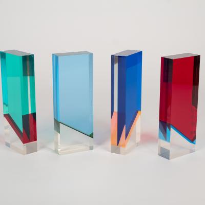 Vasa Velizar Mihich  Four Small Columns, 1972  Signed: Vasa 72 / BA6 / 6/25 (under blue column)  Acrylic, cast and laminated  13 3/8 x 4 7/8 x 2 1/4 inches (each)
