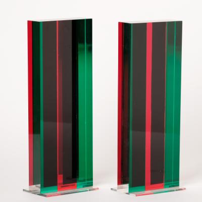 Vasa Velizar Mihich  Twin Columns, 1989  Signed: Vasa © 1989 top of self base, each  Acrylic  13 1/2 x 5 1/8 x 3 1/8 inches (each)
