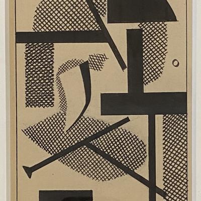 Carl Holty  Ink Study III A; Sketchbook #4, c. 1935  Signed: Holty Estate signature stamp lower right  Ink and graphite on paper  6 5/8 x 4 3/8 inches sight Framed: 16 1/2 x 14 1/2 inches