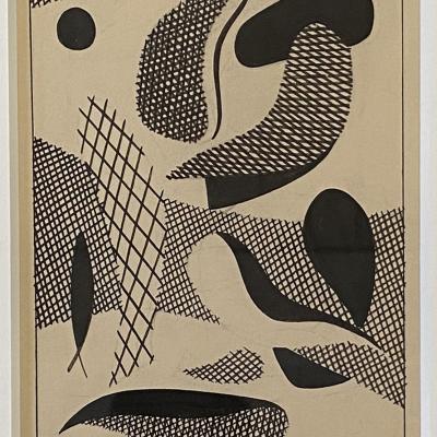 Carl Holty  Ink Study II A; Sketchbook #4, c. 1935  Signed: Holty Estate signature stamp lower right  6 5/8 x 4 1/4 inches sight Framed: 16 1/2 x 14 1/2 inches